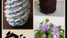 Vază de hârtie reciclată Un combinatie de bricolaj supra toți 3 Vaze DIY Papercraft: suporturi lucrate manual pentru flori